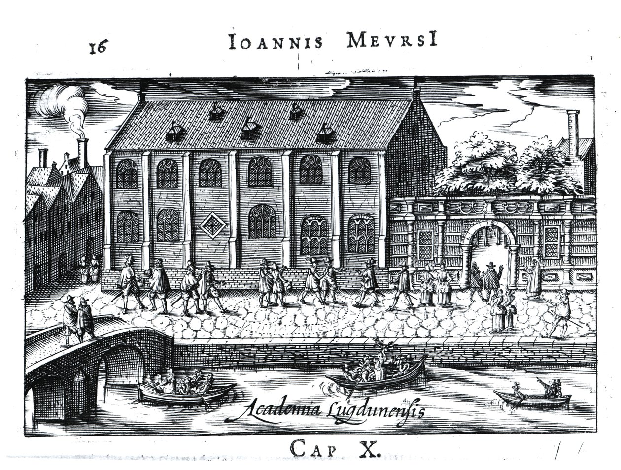 ライデン大学、J。ムルシウスの「オランダのアテネ」出身、パブ。 1625年 作： オランダ語学校