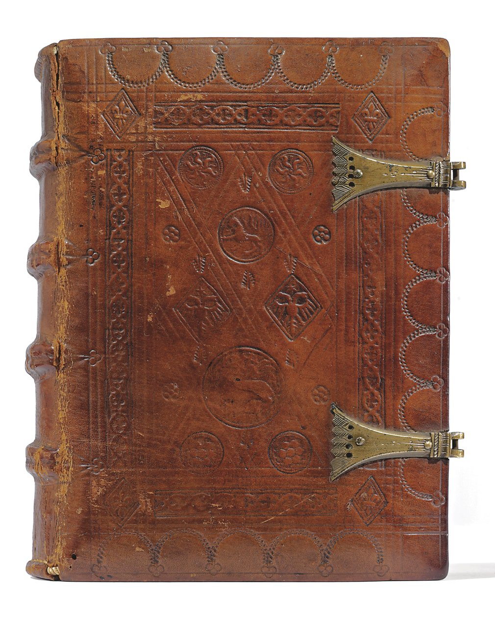 オランダ語、ローワーラインラント、エメリッヒ、クレーヴェ、c.1480の時祷書と祈祷書（ベラムと紙にインクと顔料、金属の留め金が付いたボードの上にカーフスキンで綴じられています） 作： オランダ語学校
