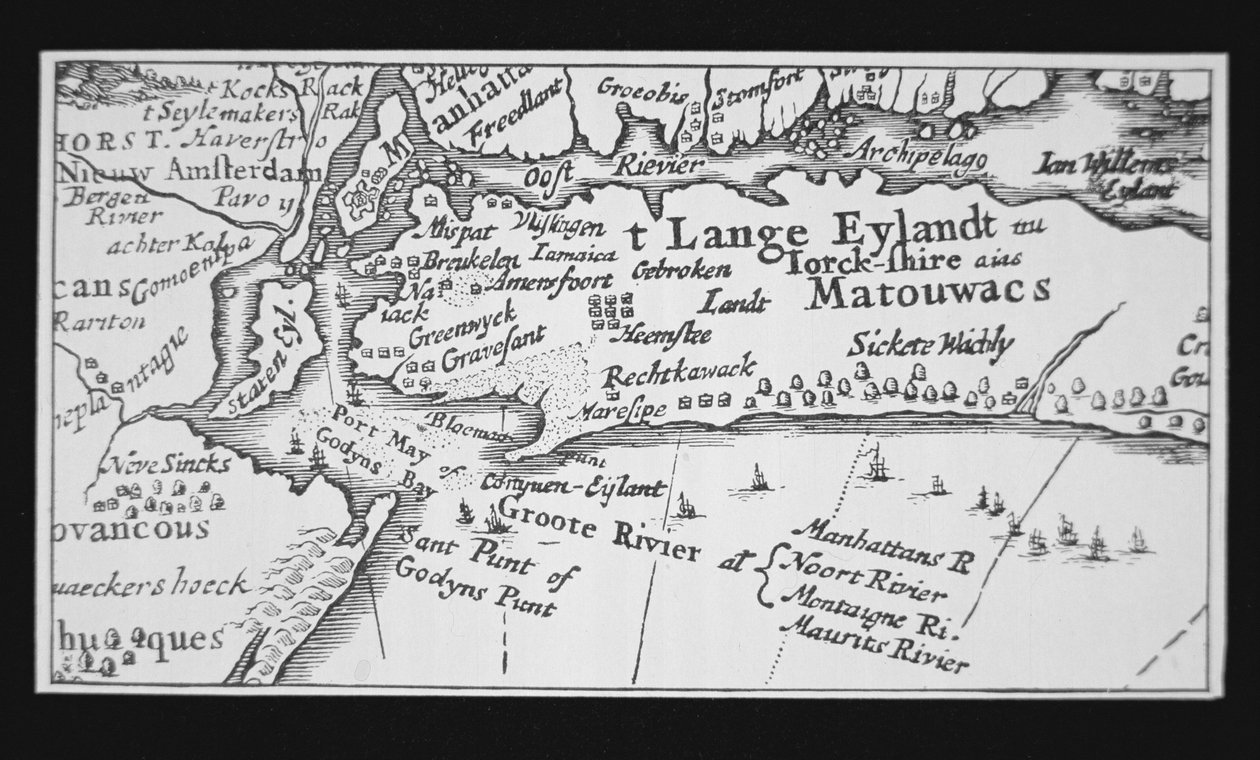ニューヨーク市の歴史。マンハッタンを奪還したオランダの地図 作： オランダ語学校