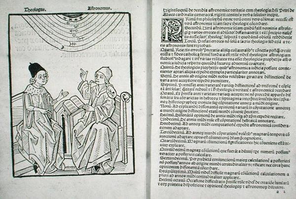 ハンタリアン Bx.3.41 f.1v-2r ピエール・ドアイリー作「天文学と神学の融合」1490年頃（ベラム製） 作： オランダ語学校