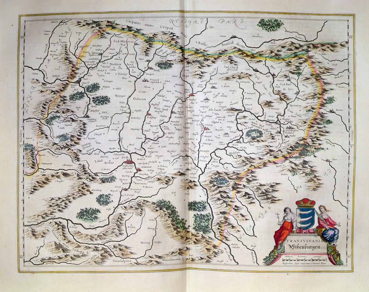 トランシルバニアの地図、アトラス、アムステルダム、1657年 作： オランダ語学校