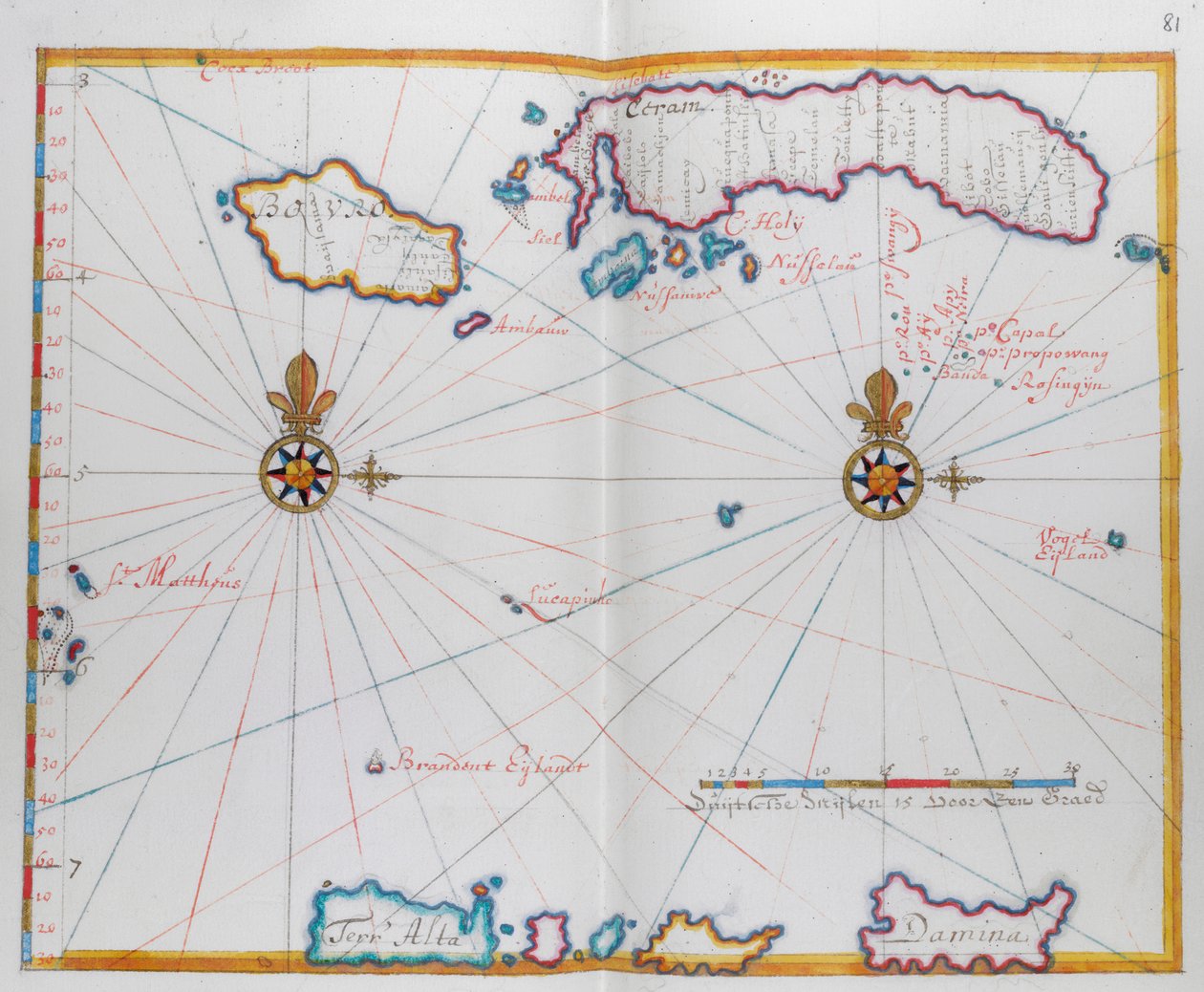 Bouro と Ceram (Seram)、インドネシアを示す地図。 作： オランダ語学校