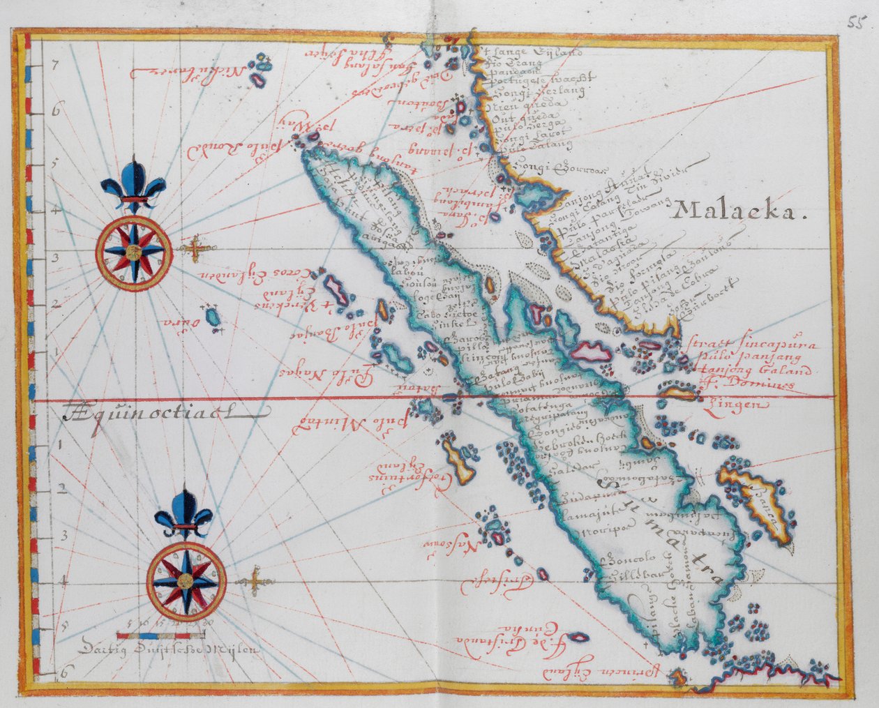 スンダ諸島の一部であるインドネシア西部のマラッカとスマトラを示す地図。 作： オランダ語学校