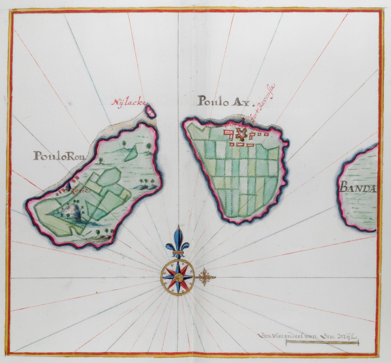 バンダ諸島の 2 つを示す地図。 作： オランダ語学校