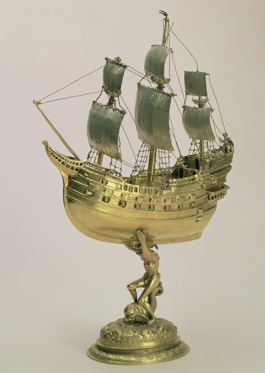 模型艦船、アムステルダム、1595-96（金メッキ銀） 作： オランダ語学校