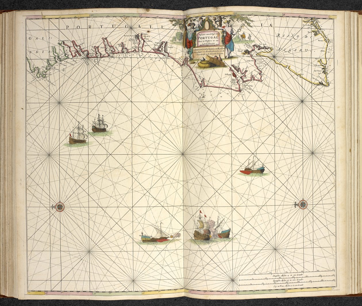 ポルトガル、「The great new Augmented Sea Atlas or te Water World」より。 地球のすべての海岸をため息で見せて...」、Claas Jansz Vooght著 作： オランダ語学校