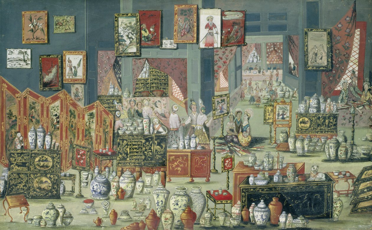 中華雑貨を売る店、1680-1700 作： オランダ語学校