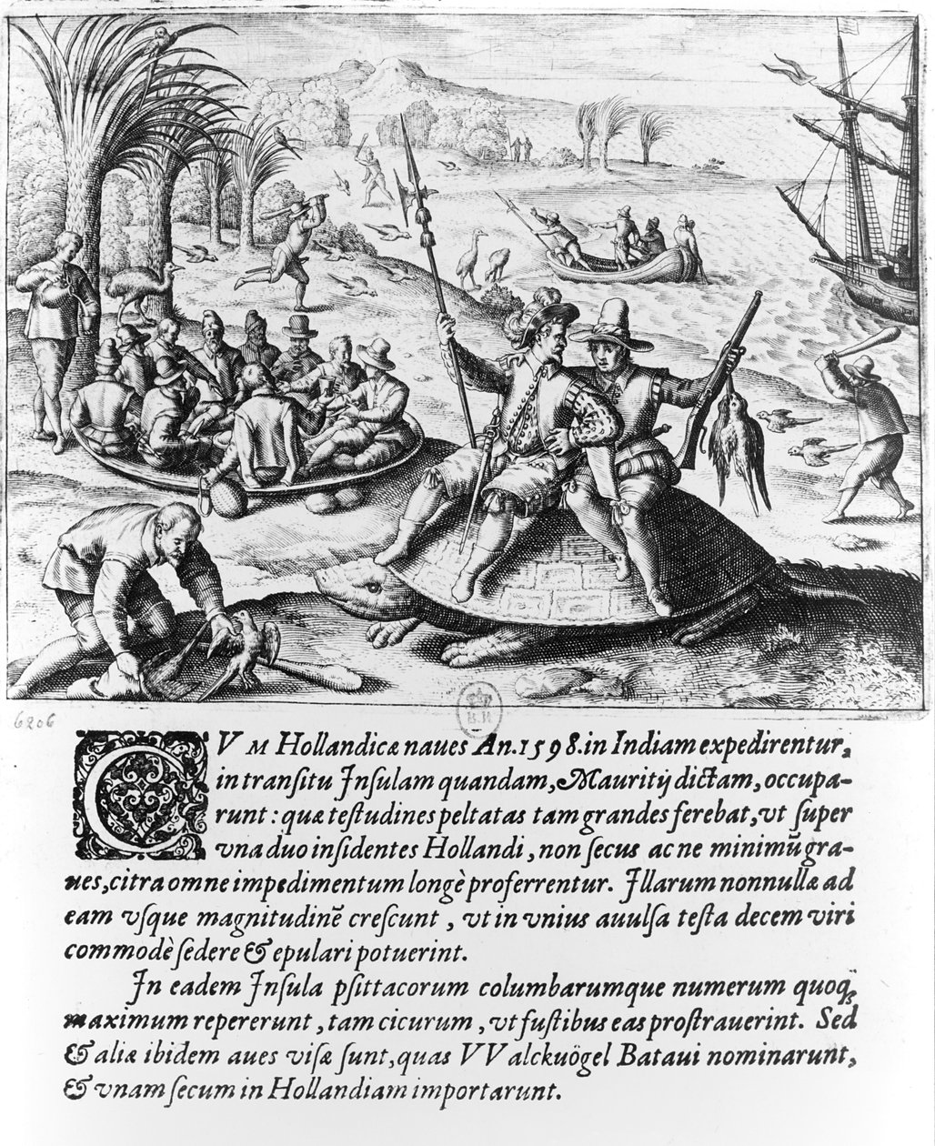 1598年のモーリシャスのオランダ人、de Bryによる彫刻 作： オランダ語学校