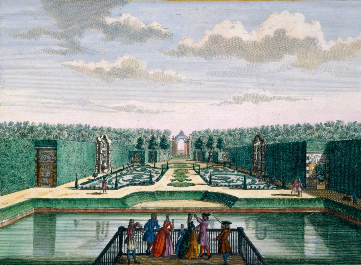 Hendrick de LethとMatthias Brouerius Van NidekによるHet Zeganpralent Kennemerlantからのパルテルと凱旋門、ミーレシュタインの眺め、1700年から1730年に出版 作： オランダ語学校