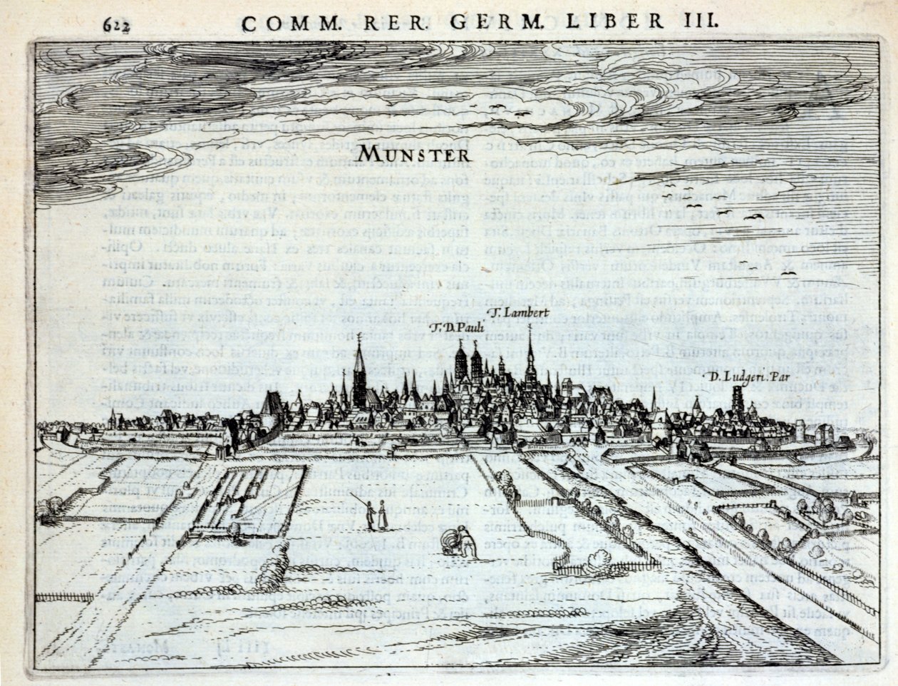 P. Bertin、アムステルダム1616によってRerum Germanicarumからミュンスターの町の眺め 作： オランダ語学校