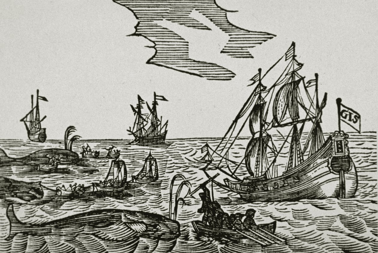 捕鯨船（Jacob Segersz van der Bruggeの「Journael」より 作： オランダ語学校