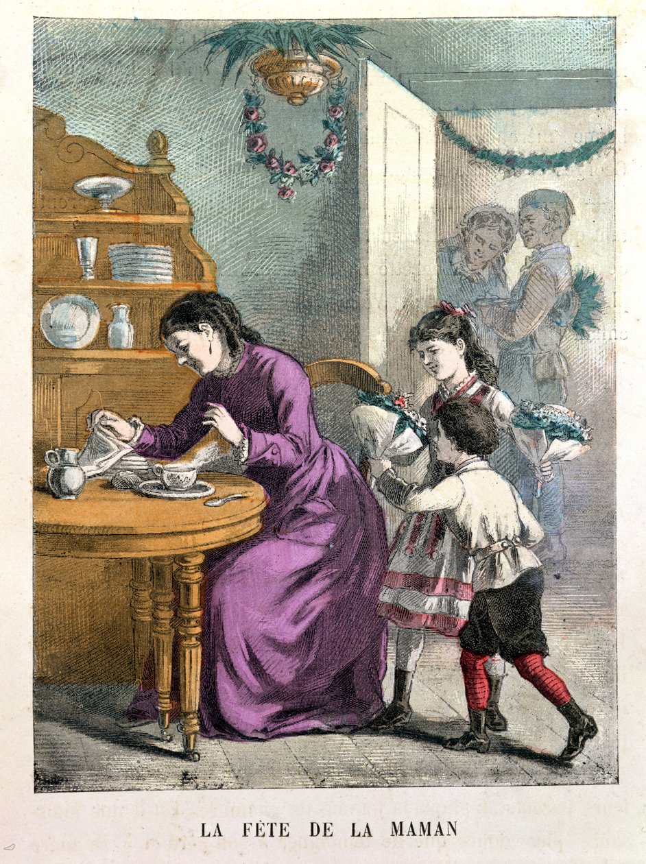 La Fete de la Maman、A。des TilleulsによるBeaux Jours et Fetes des Petits Enfantsのイラスト、19世紀後半 作： E.モレル