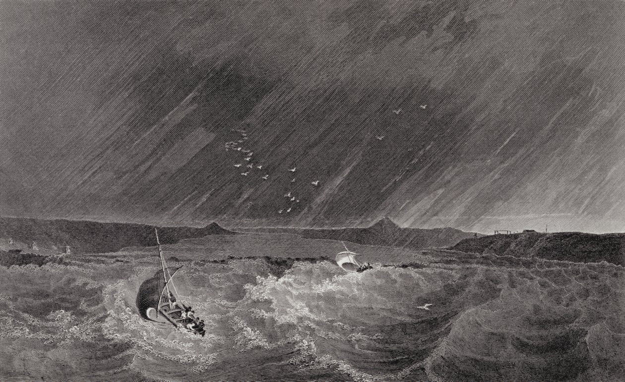 1926年7月7日の夜、嵐から避難所に避難するために走るボート 作： ENケンドール