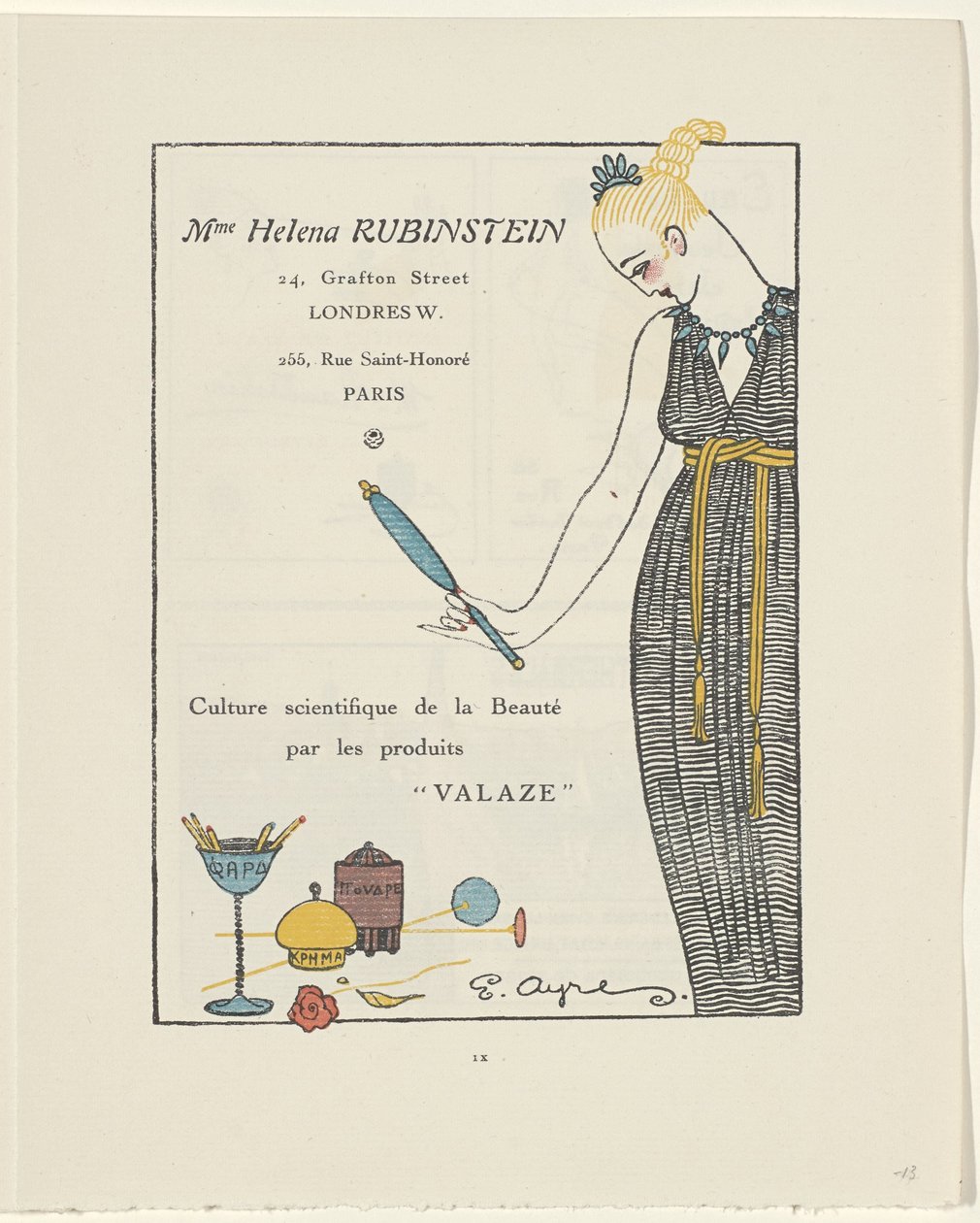 Gazette du Bon Ton、1914年 - No. 6、p。 IX: 広告 Helena Rubinstein (オブジェクトのタイトル) 作： E.エアーズ