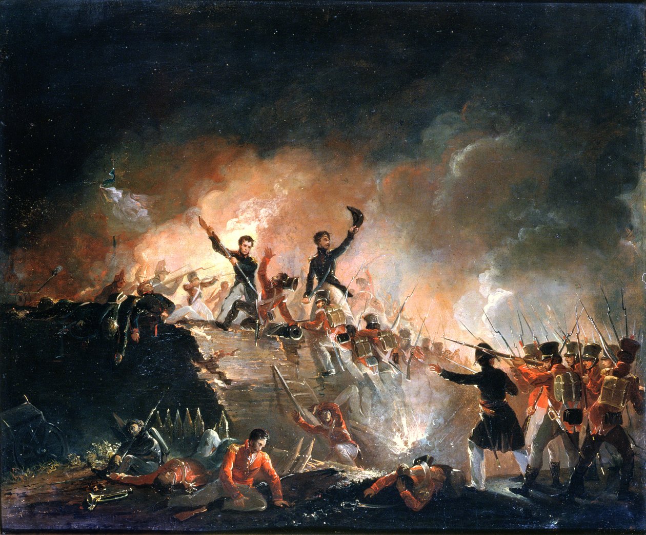 1814年8月15日、エリー砦でのイギリス軍の反発、1840年 作： EC Watmough
