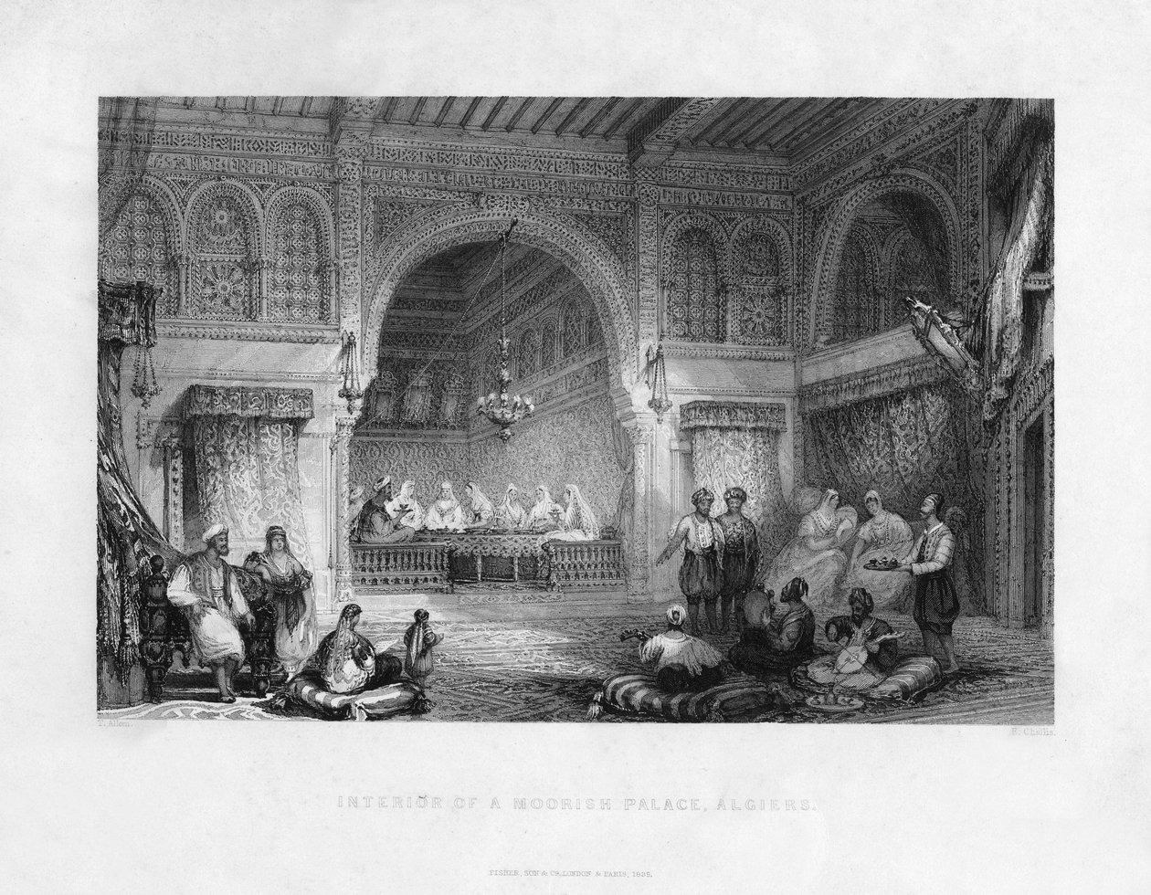 ムーア人の宮殿、アルジェ、アルジェリア、1839年のインテリア 作： E.チャリス