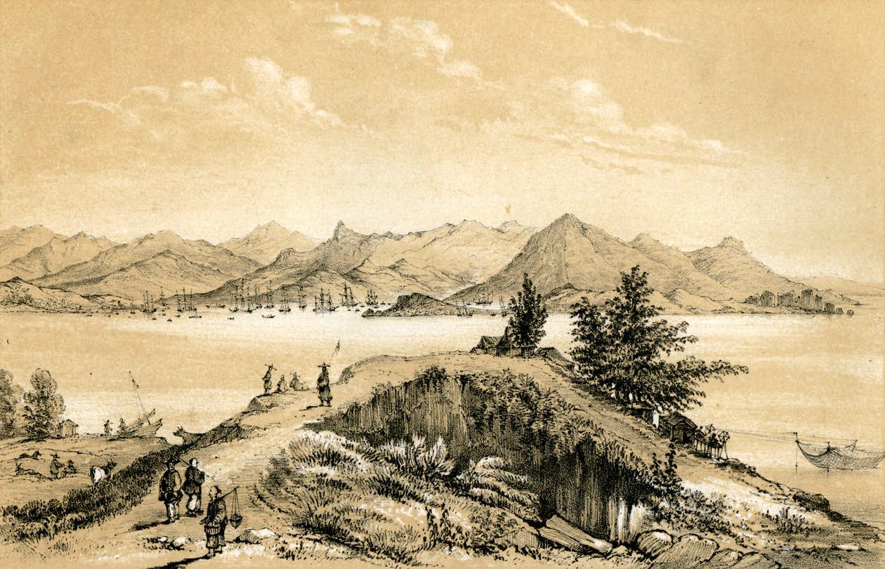 香港の湾と島、1847年 作： Eギルクス