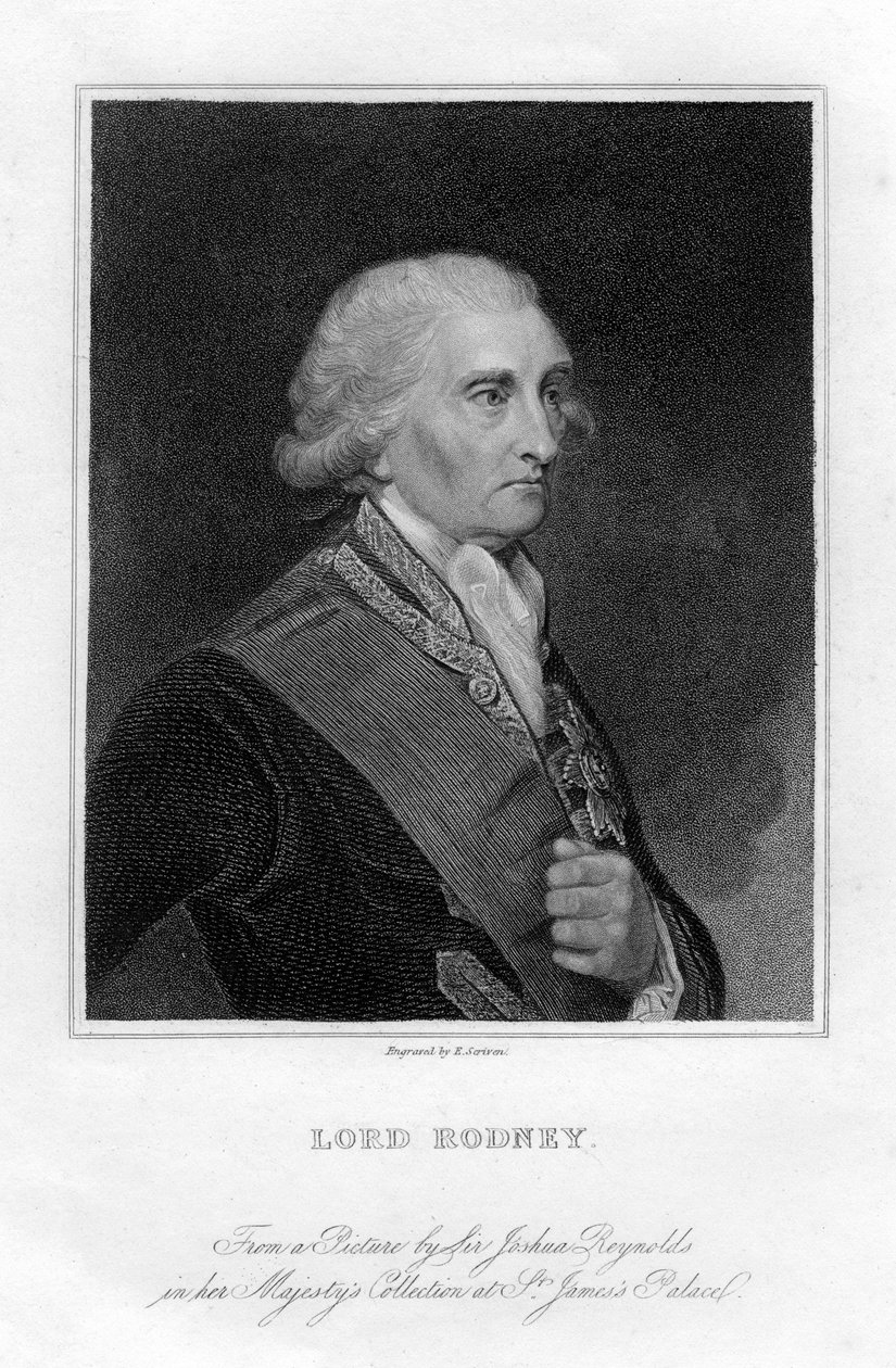 提督ジョージブリッジスロドニー1719-1792年、第1男爵ロドニー、19世紀。 作： E.スクリベン