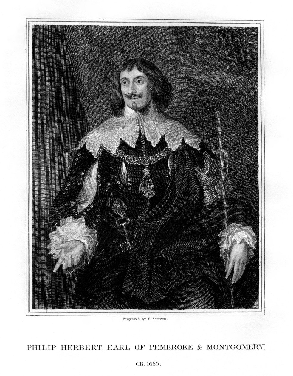 フィリップハーバート、第4ペンブローク伯爵、廷臣兼政治家、1828年。 作： E.スクリベン