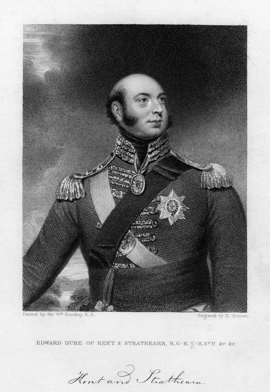 エドワード・アウグストゥス王子、1767年から1820年、ケント公爵とストラサーン公、19世紀。 作： E.スクリベン