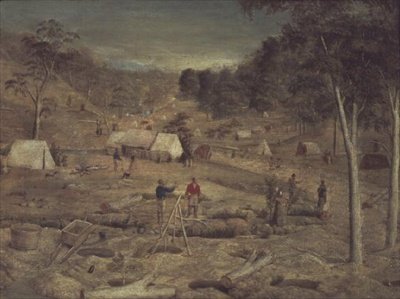 1851年頃のバサーストの採掘場 作： E.タロック