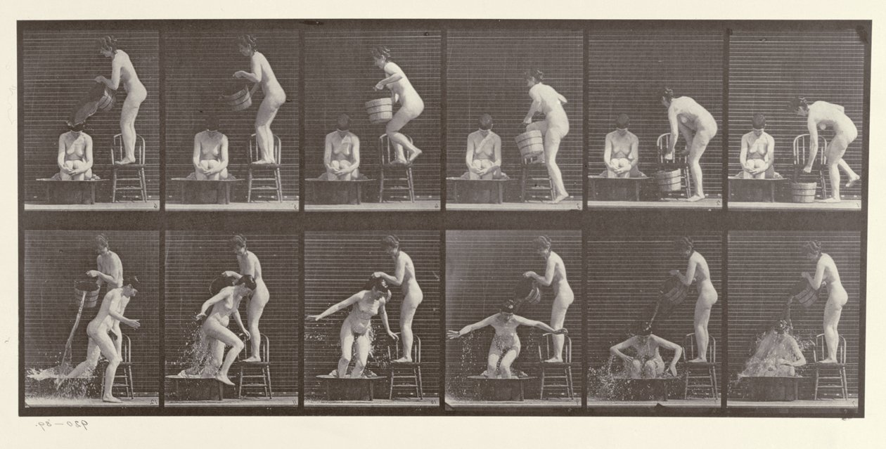 2人の女性の入浴、1887年の「Animal Locomotion」のプレート406 作： エドワード・マイブリッジ