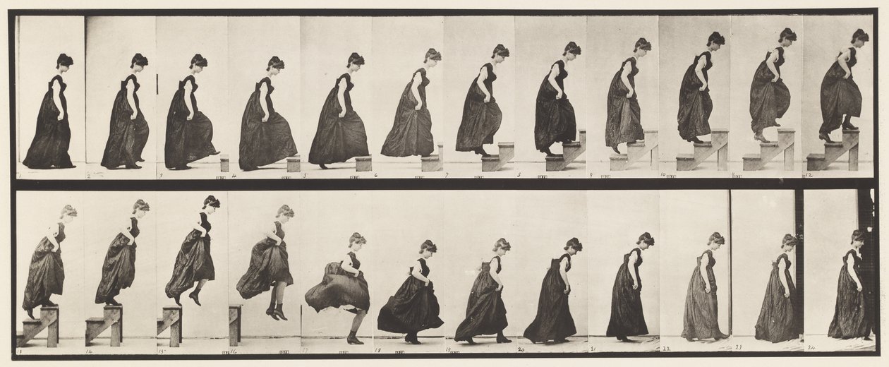 プレート173.昇順ステップとジャンプオフ、1885 作： エドワード・マイブリッジ