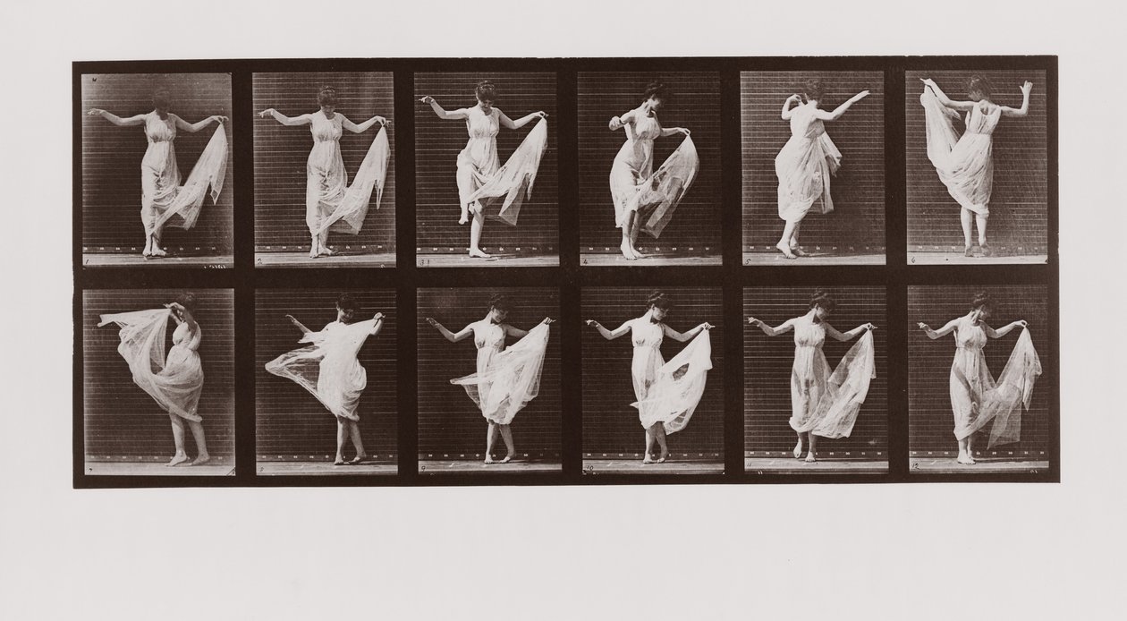 女性の踊り、アニマルロコモーションからのプレート107、1887 作： エドワード・マイブリッジ
