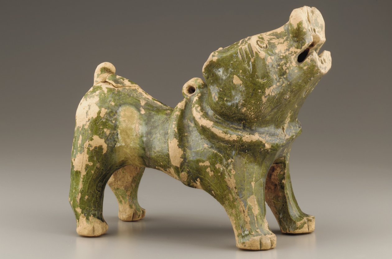 吠える犬の墓図、1〜3世紀初頭（セラミック） 作： 東漢王朝中国語学校