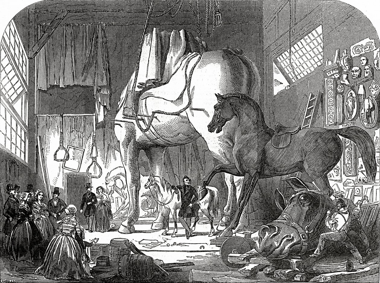 ワイアット氏のアトリエ、またはモデルルームは、「The Illustrated London News」（1846年7月11日）に掲載されました 作： エベニーザー・ランデルズ