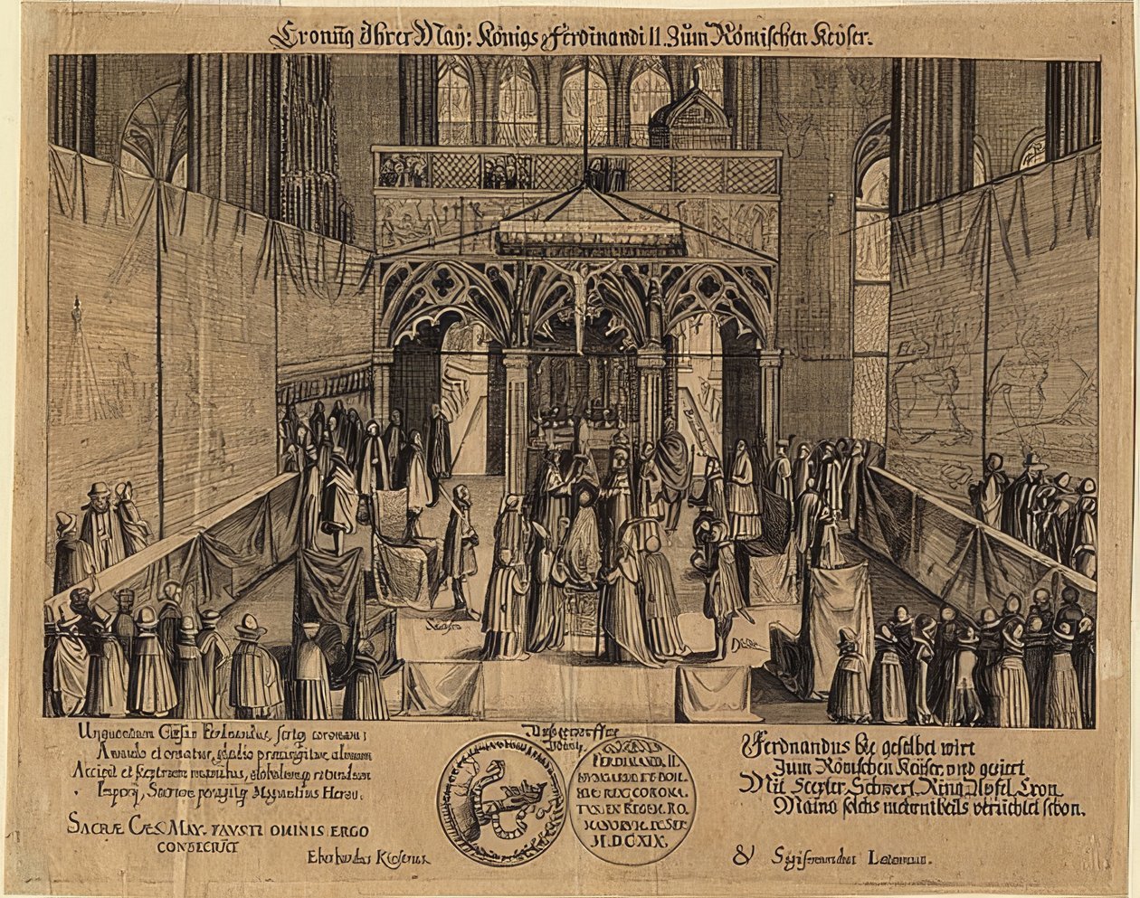 フェルディナンド2世のローマ皇帝への戴冠式。 1619年 作： エーベルハルト・キーザー