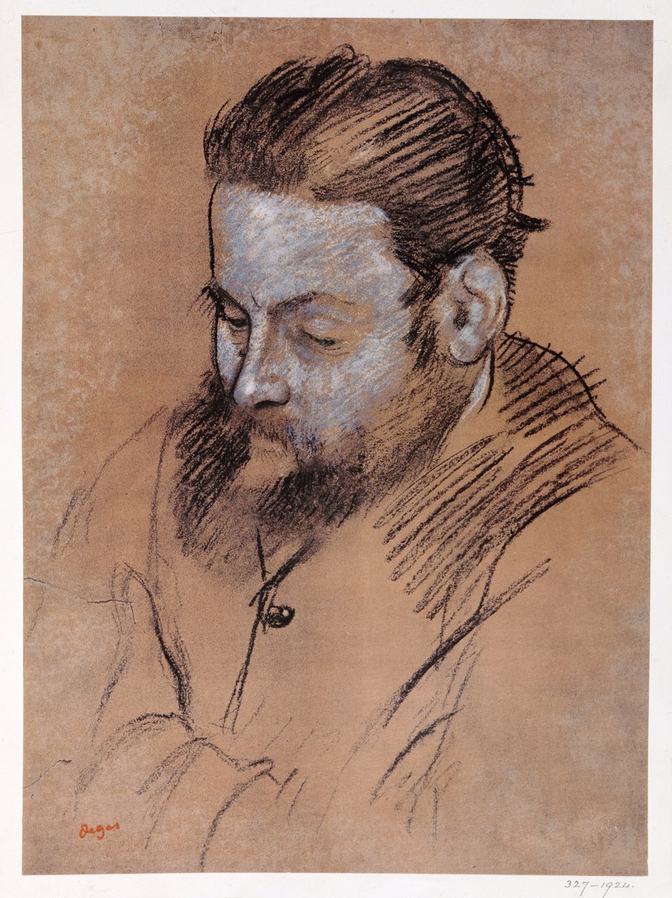 1879年のディエゴマルテッリの肖像画（紙にチョーク） 作： エドガー・ドガ