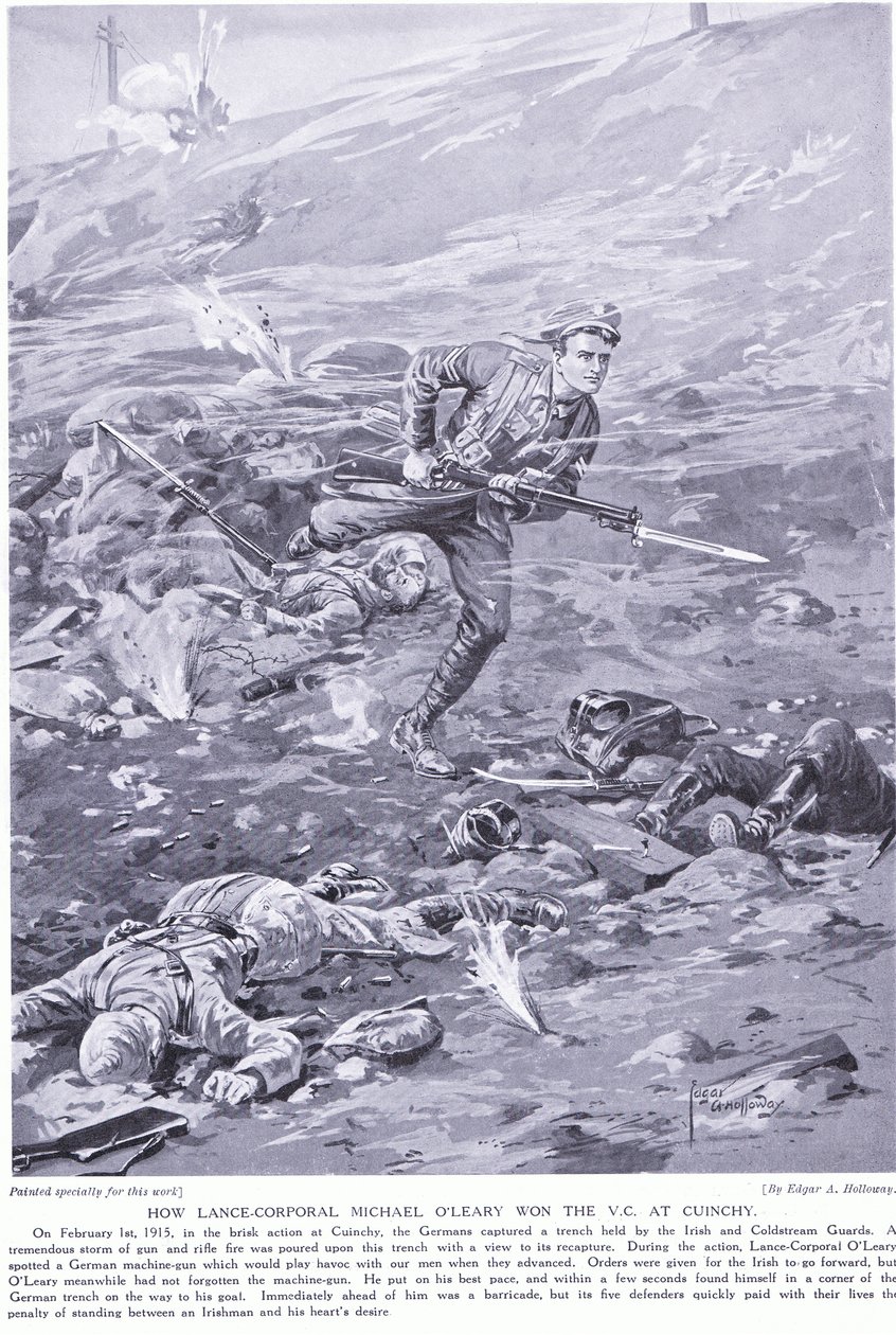 1915年2月のClinchyでLance Corporal O&39;LearyがVCを獲得した方法 作： エドガー・アルフレッド・ホロウェイ
