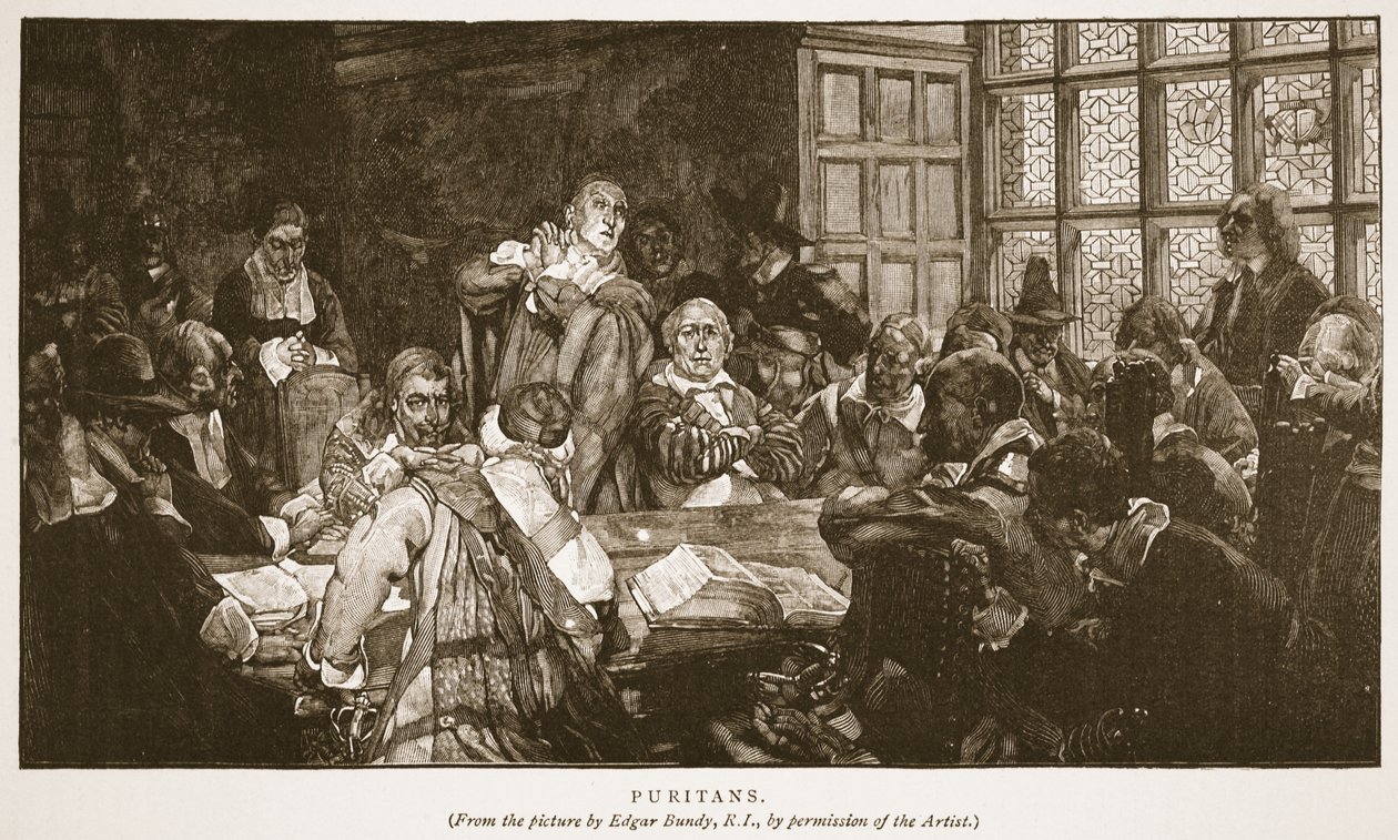 ピューリタン、HDM Spence-Jonesによる「イングランドの教会：人々の歴史」のイラスト、パブ。 1910年頃（セピア写真） 作： エドガーバンディ