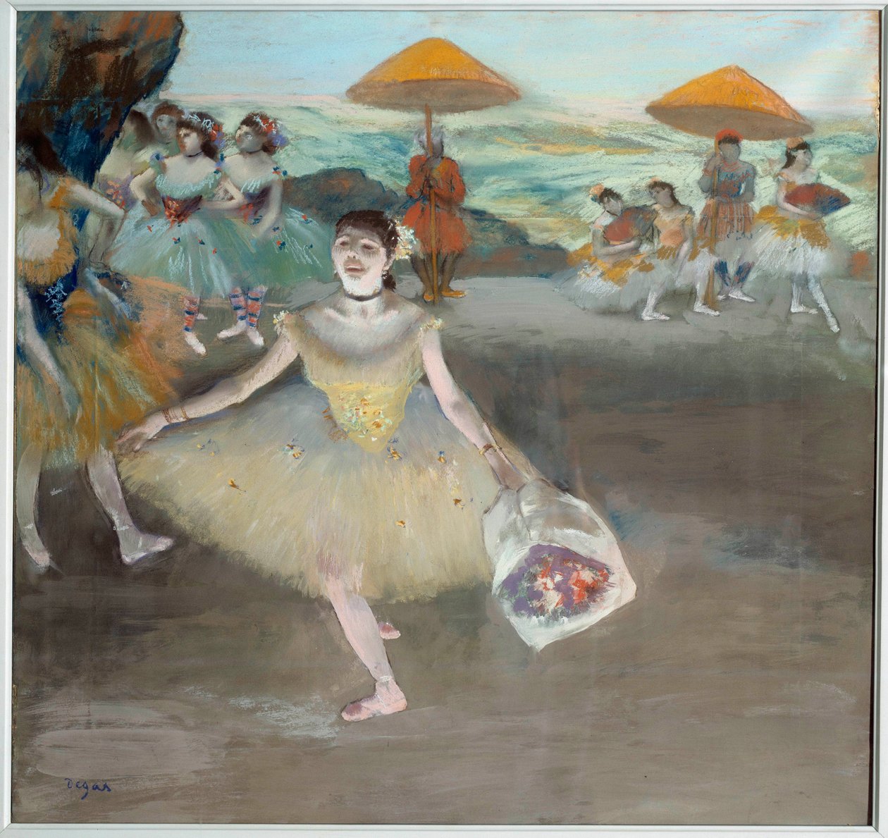 ブーケを持ったダンサーが舞台で挨拶をする場面 エドガー・ドガ（1834-1917）の絵画。1878.日 0,72x0,77 m オルセー美術館（パリ
