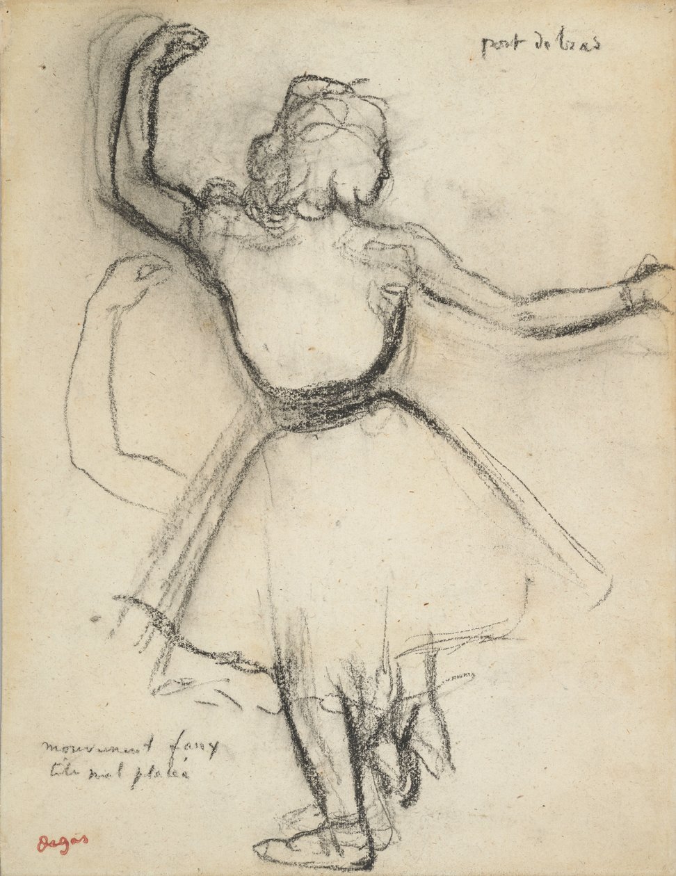 後ろから見た踊り子：ポルト・ド・ブラ 1875-85年頃 木炭・紙 作： エドガー・ドガ