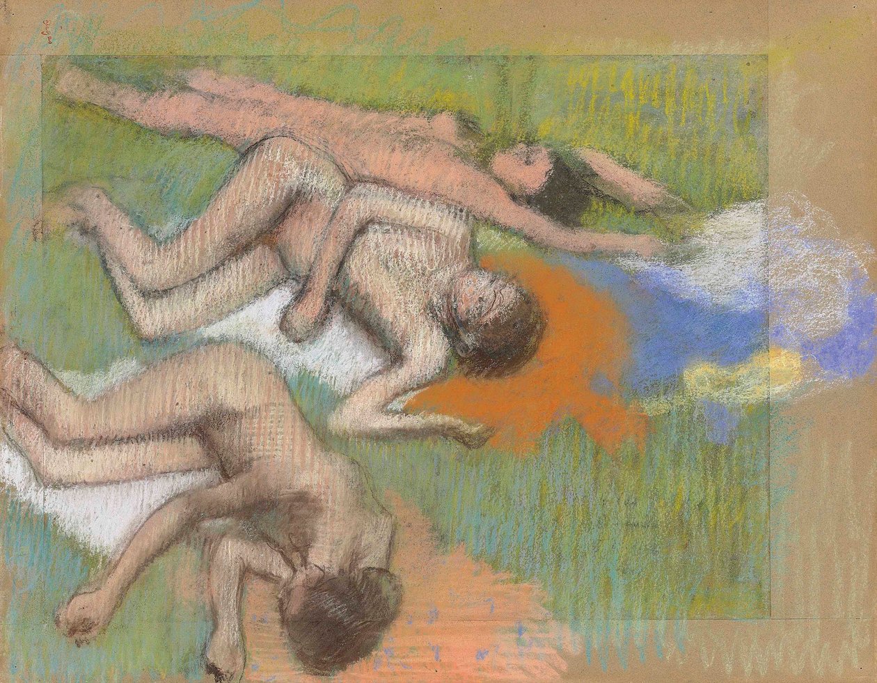 ドガ-浴後、3人の裸婦、1890-1895年頃 作： エドガー・ドガ