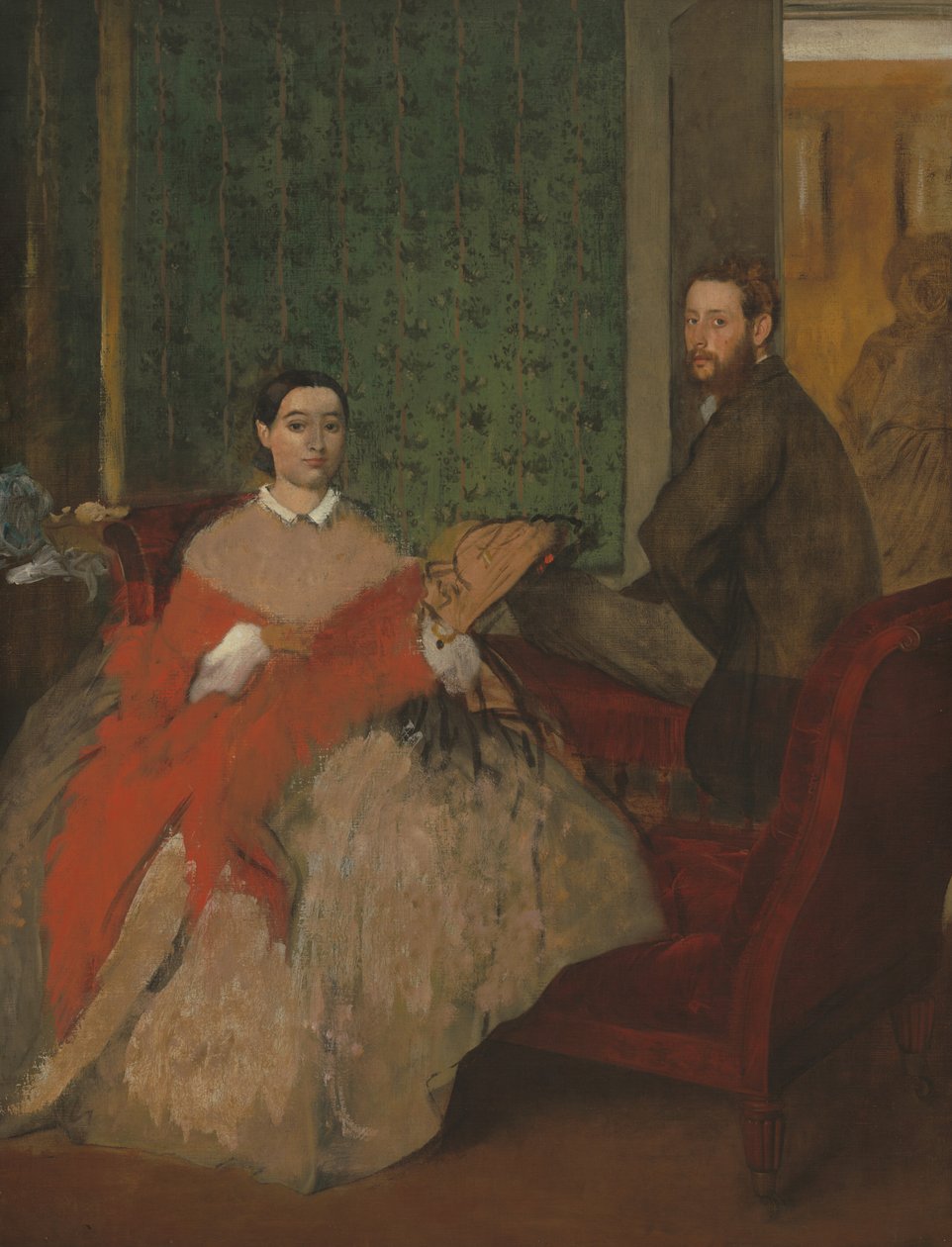 エドモンドとテレーズ・モルビリ、c。 1865年。 作： エドガー・ドガ