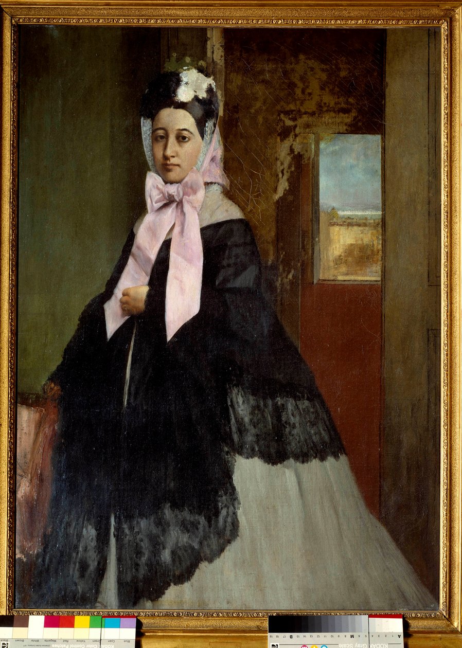 画家の妹、テレーズ・ドガの肖像 エドガー・ドガ（1834-1917）の絵画 1863年 日0,89 x 0,67 m パリ、オルセー美術館 作： エドガー・ドガ