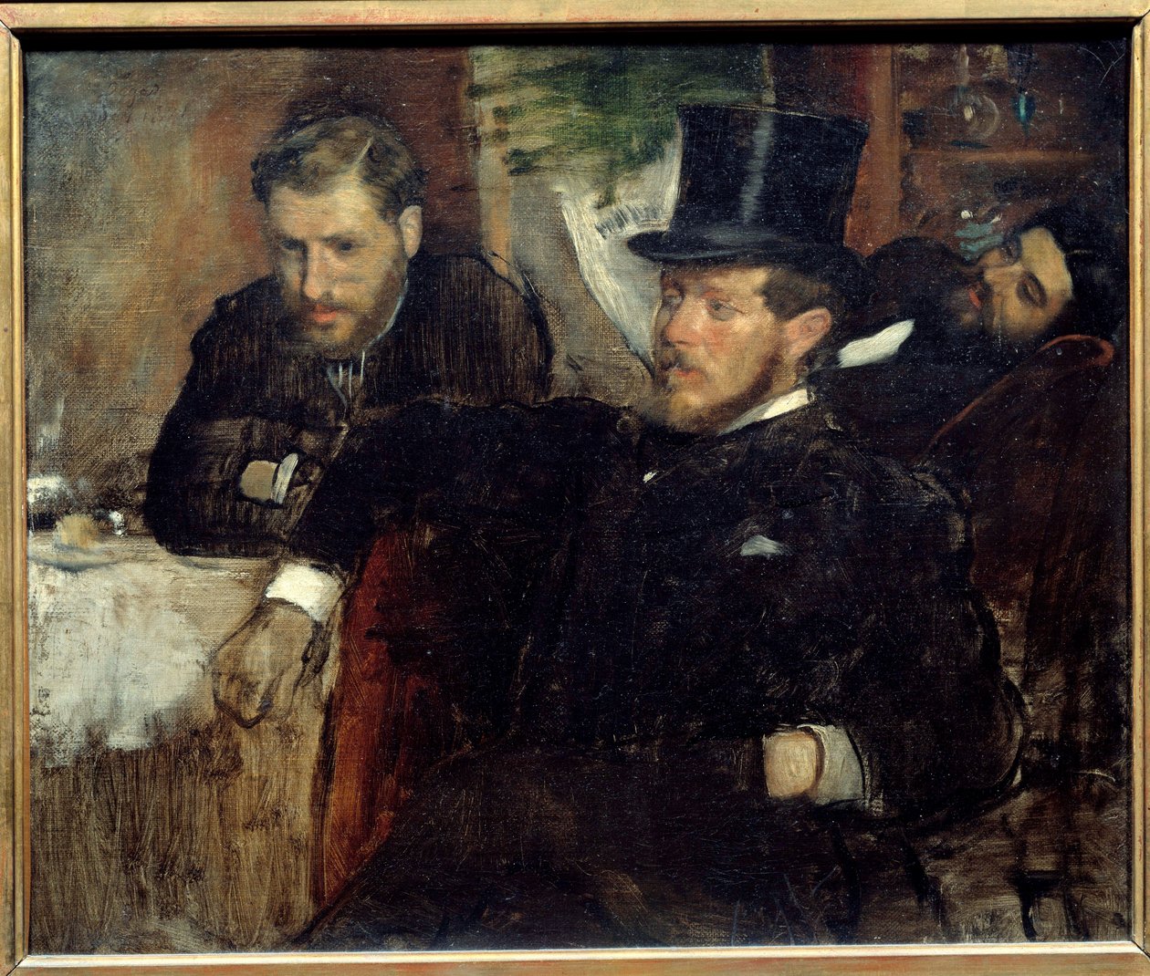 画家の友人であるエンジニアのジャントー（1840-1906）、リヴェール、レーヌ（1841-1888）の肖像画 エドガー・ドガ（1834-1917）の絵画 1871年 Sun.0,38x0,47 m パリ、オルセー美術館 作： エドガー・ドガ