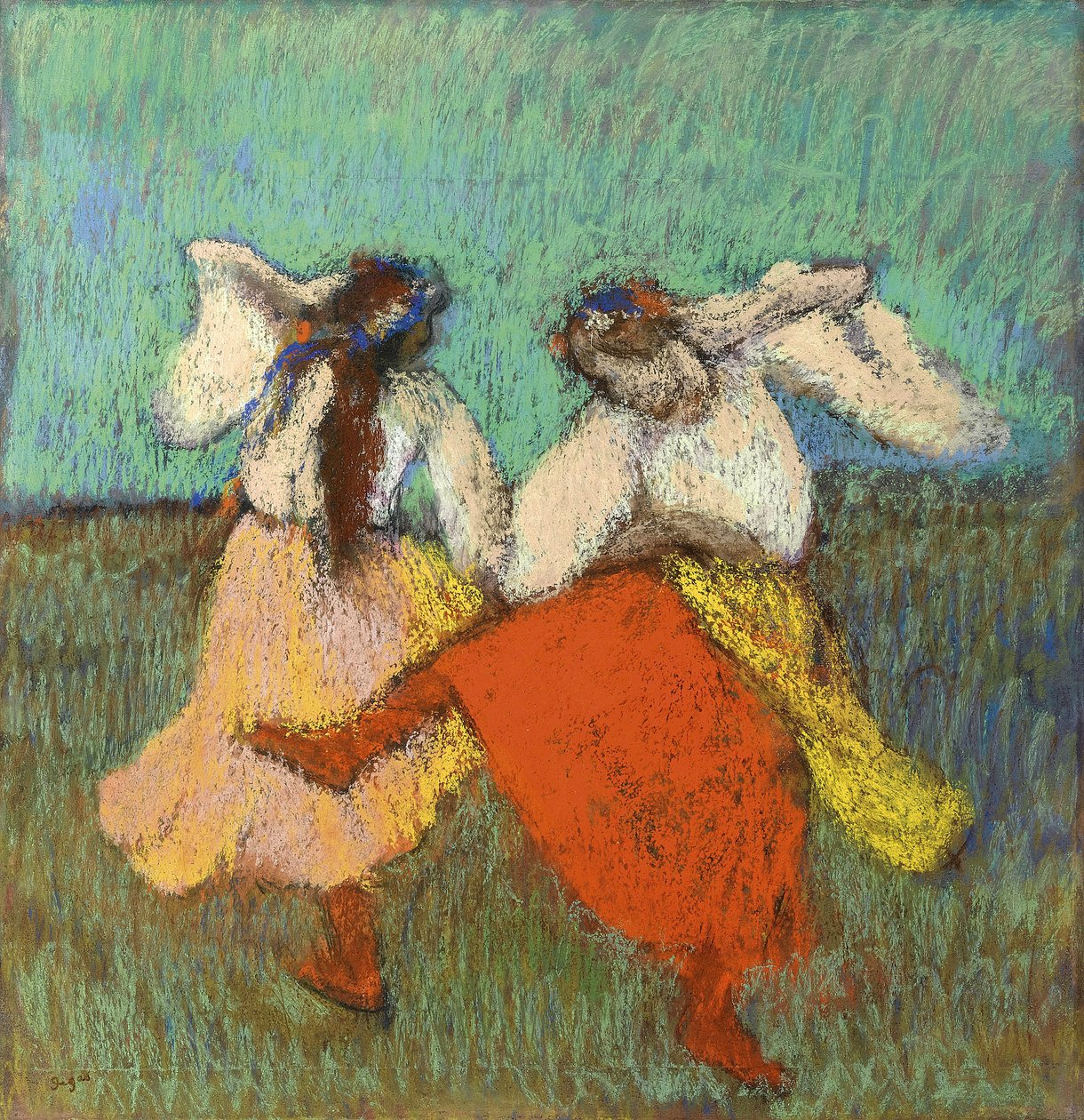 ドガ、エドガー（1834-1917）の「ロシアの踊り子」。紙にパステル、サイズ：63x60,8、1899年頃、個人蔵 作： エドガー・ドガ