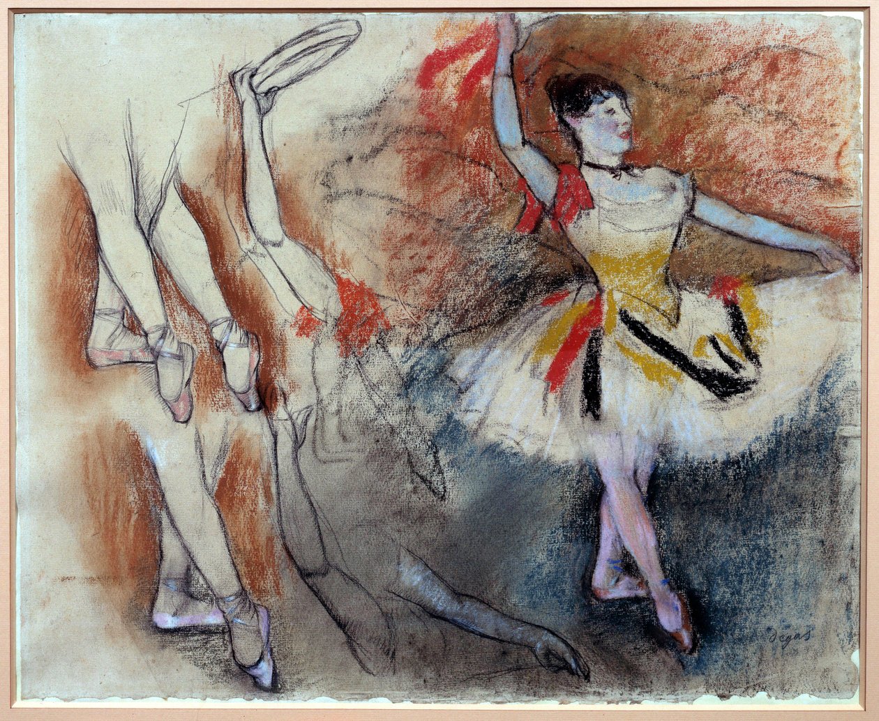 タンバリンの踊り子 エドガー・ドガ（1834-1917）のパステルと黒鉛筆による習作。1882年 日0,58x0,46 m パリ、オルセー美術館 作： エドガー・ドガ