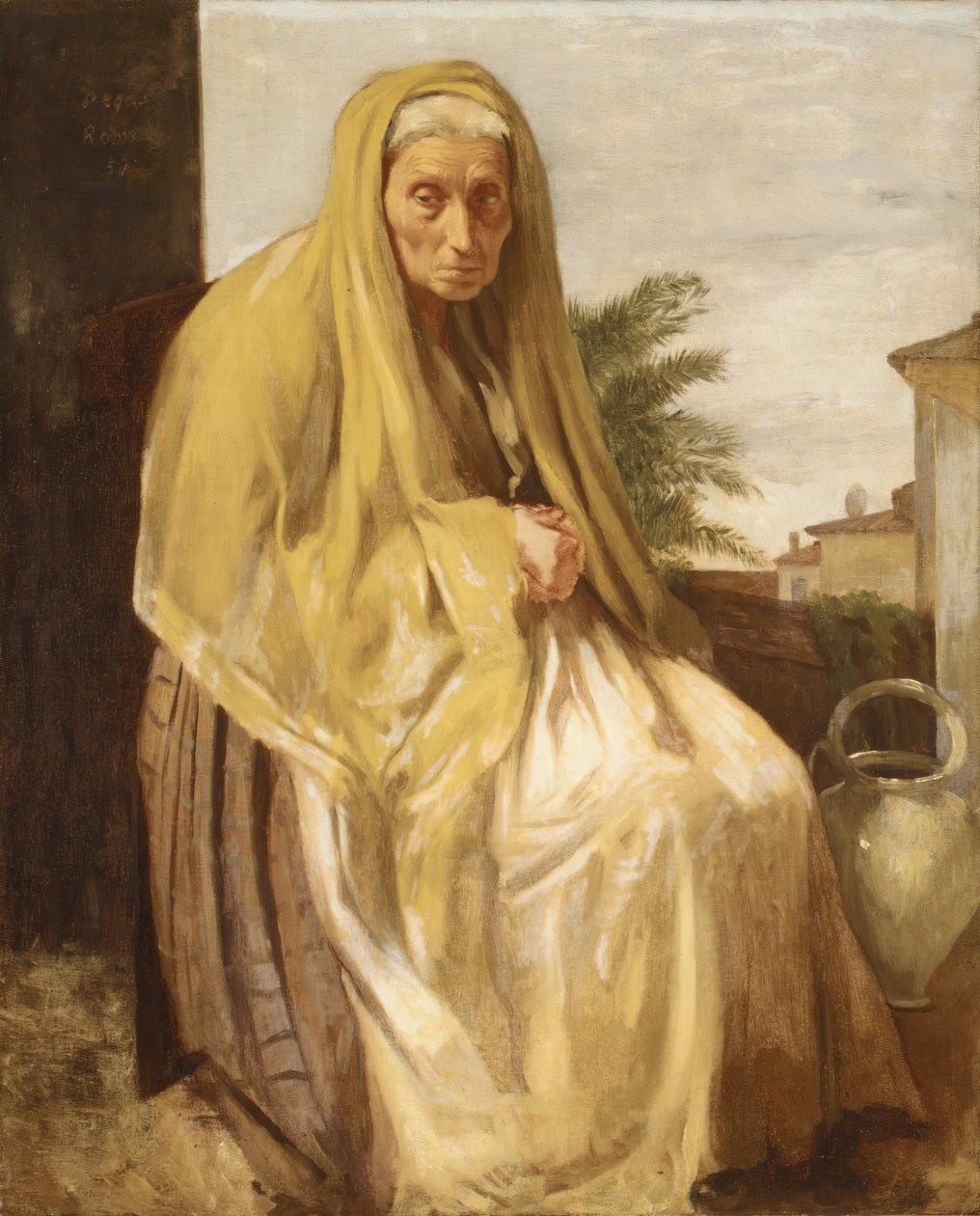 古いイタリア人女性、1857。 作： エドガー・ドガ