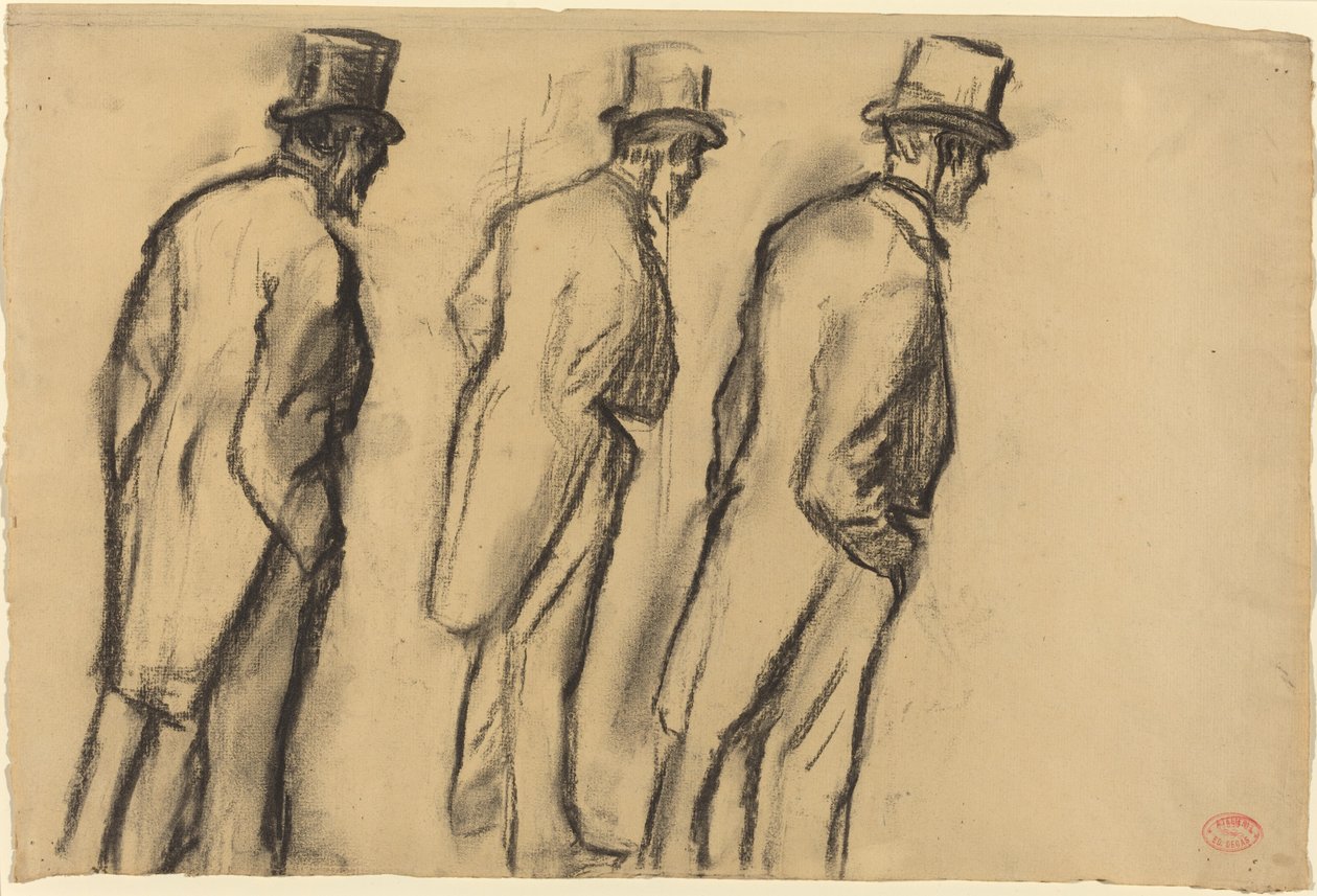 Ludovic Halévy Standingの3つの研究、c。 1880年。 作： エドガー・ドガ
