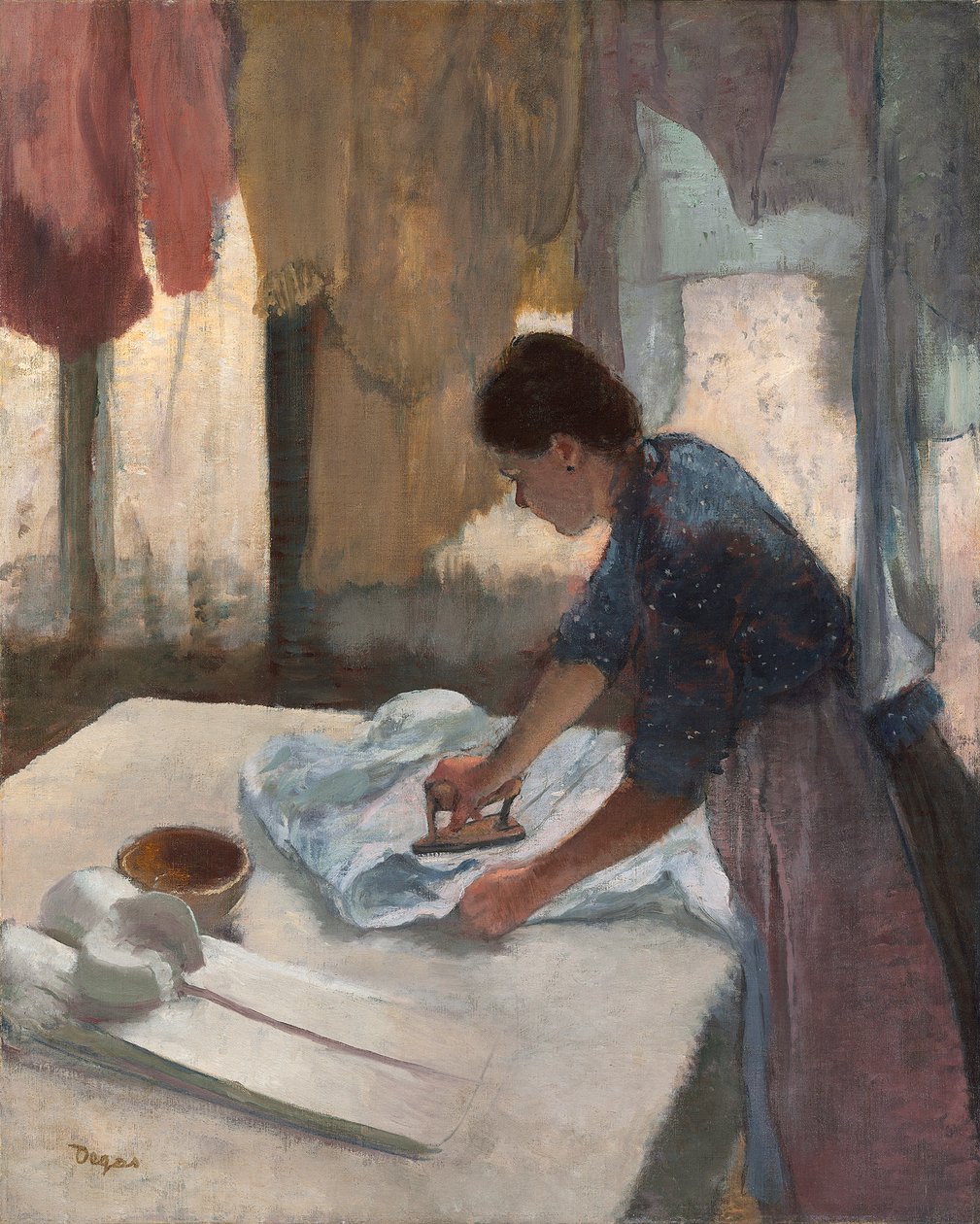 アイロンをかける女性、c.1876-87（帆布に油彩） 作： エドガー・ドガ