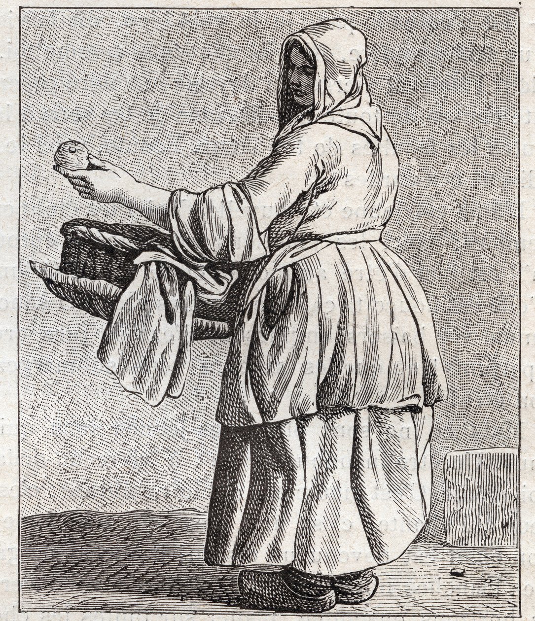 焼きリンゴの商人-Pepetit metier de Paris（下層民から取った研究、またはパリの叫び）- Edme Bouchardon（1698-1762）のエングレーヴィング。 作： エドメ・ブシャルドン