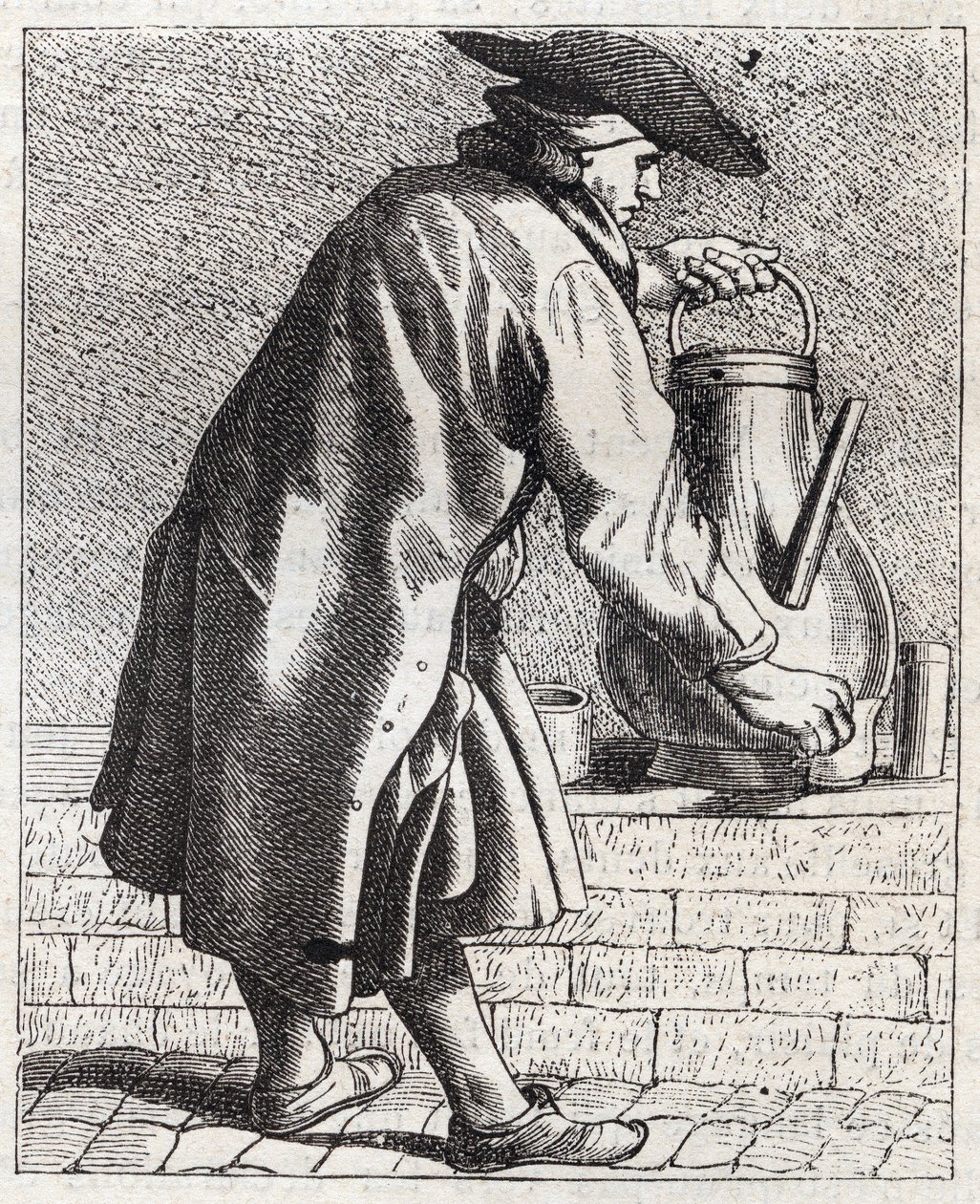 Le marchand de cafe - Pepetit metier de Paris (Études prises dans le bas Peuple, ou les Cris de Paris) - Edme Bouchardon (1698-1762) のエングレーヴィング。 作： エドメ・ブシャルドン