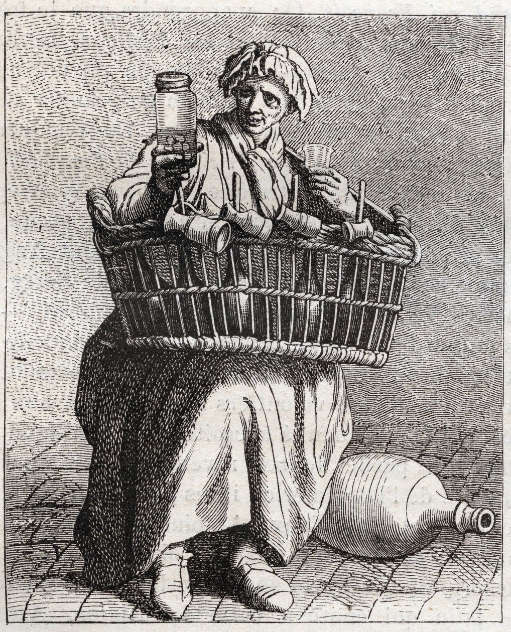 コニャック商人 - Pepetit metier de Paris（低俗な人々、またはパリの叫びから取った研究） - Edme Bouchardon（1698-1762）の彫刻 作： エドメ・ブシャルドン