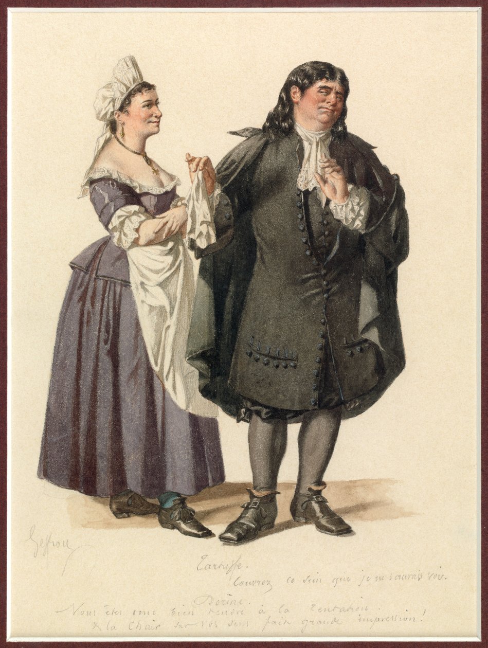 ドリーヌとタルチュフの肖像 1870年頃（水彩画） 作： エドモンド・エメ・フロランタン・ジェフロイ