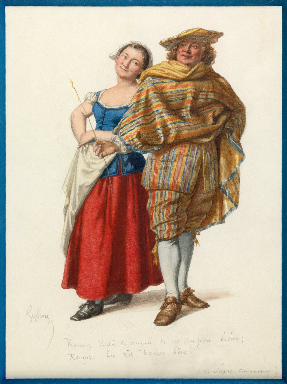 マリネットと太ったルネの肖像、1870年頃（水彩画） 作： エドモンド・エメ・フロランタン・ジェフロイ
